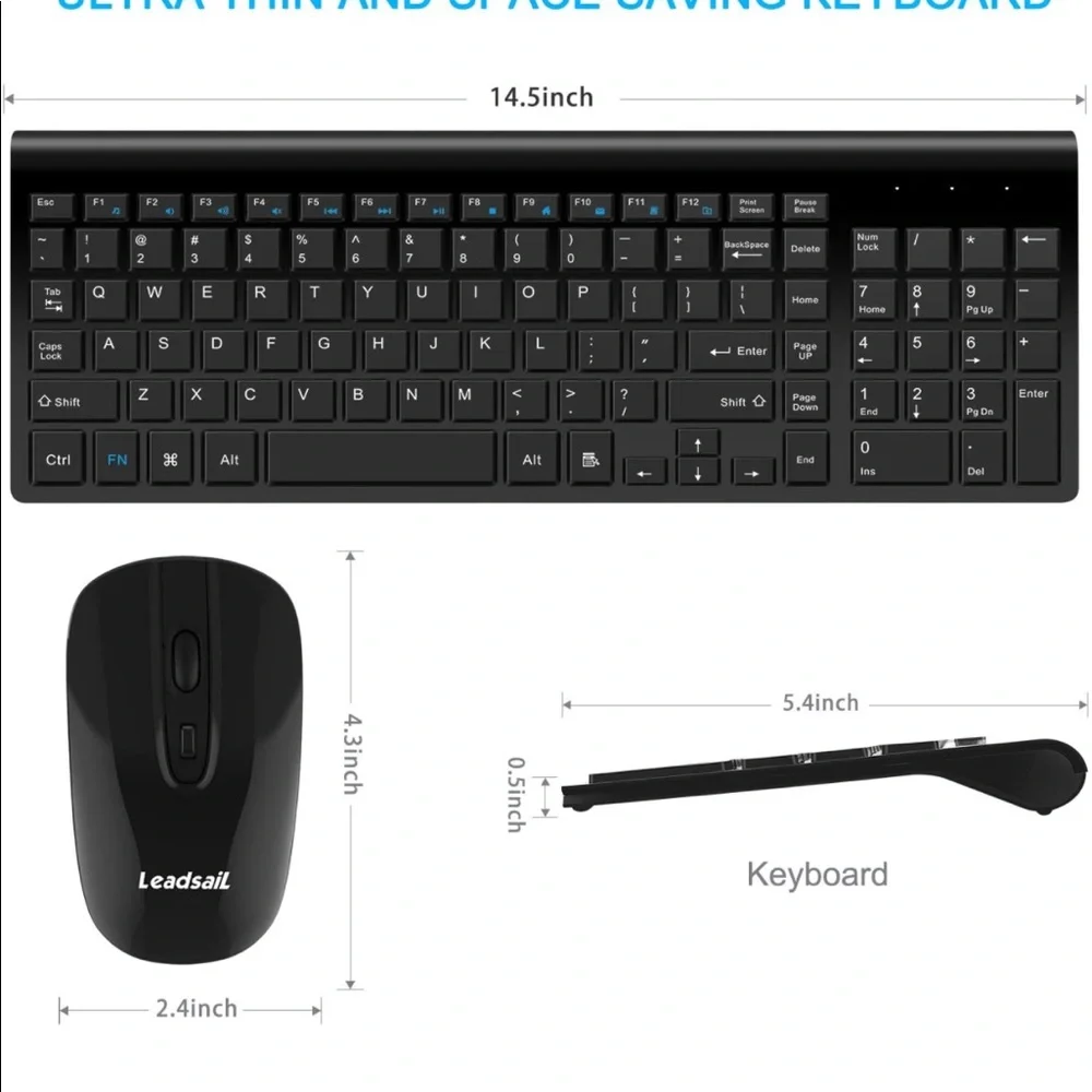 Leadsail wireless keyboard and mouse set